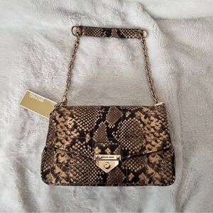 NWT - Michael Kors Tan and Black Snake Print Shoulder Bag